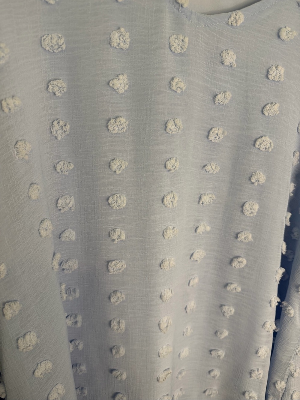 3/$20 Kori Light Blue Textured Dot Long Sleeve Blouse - Picture 5 of 6